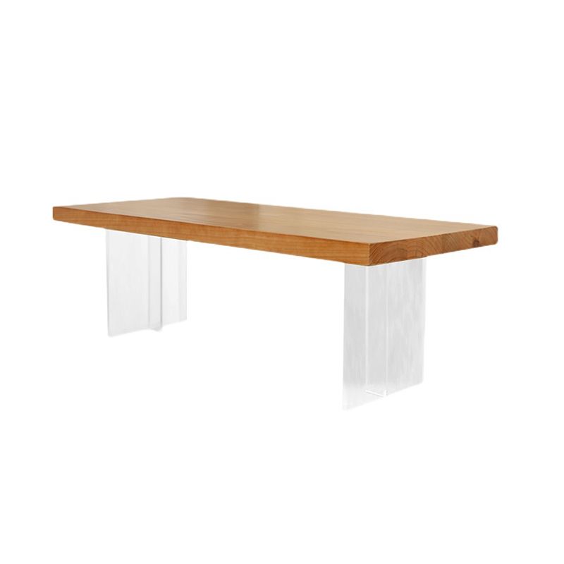 Scandinavian Rectangular Wood Coffee Table 15.7" H Acrylic Legs Cocktail Table