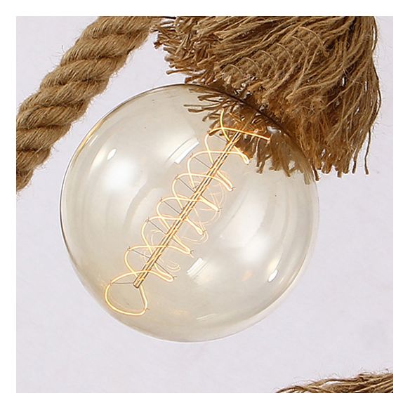 Country Rope Rope Island Light 3/4/6-Light Bamboo Island Pendant Light avec une ampoule nue en beige