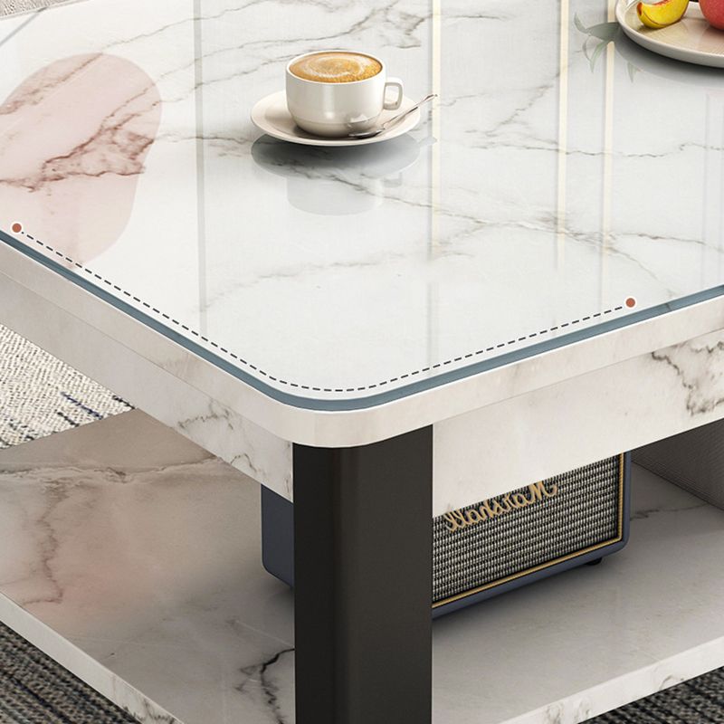 16"H Contemporary Coffee Table Stone Rectangle Coffee Cocktail Table