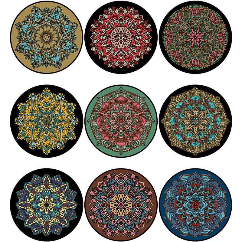 Glamorous Layered Flower Pattern Rug Multi-Colored Moroccan Rug Polypropylene Stain Resistant Anti-Slip Backing Machine Washable Carpet for Home