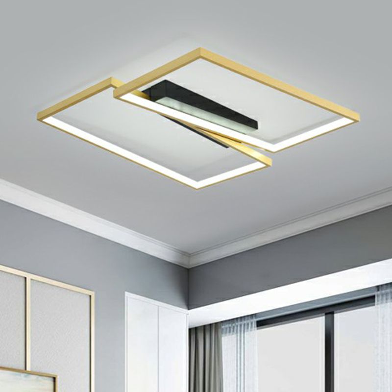 Gold Finish Frame Ceiling Lighting Fixture Simplicity Metal LED Flush Mount Light for Bedroom