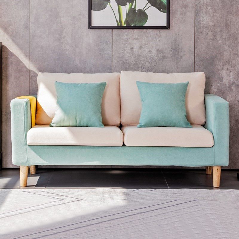 Scandinavian Loose Back Fabric Sofa 30.7" H Square Arm Loveseat