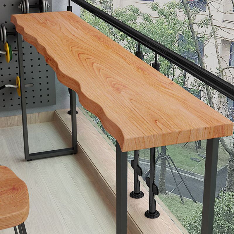 Modern Style Wood Bistro Bar Table Rectangle Metal Base Bar Table