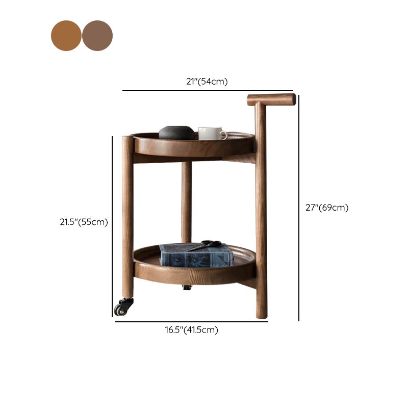 Modern Round Tray Top Side End Table 3 Legs Double Tier Side Table