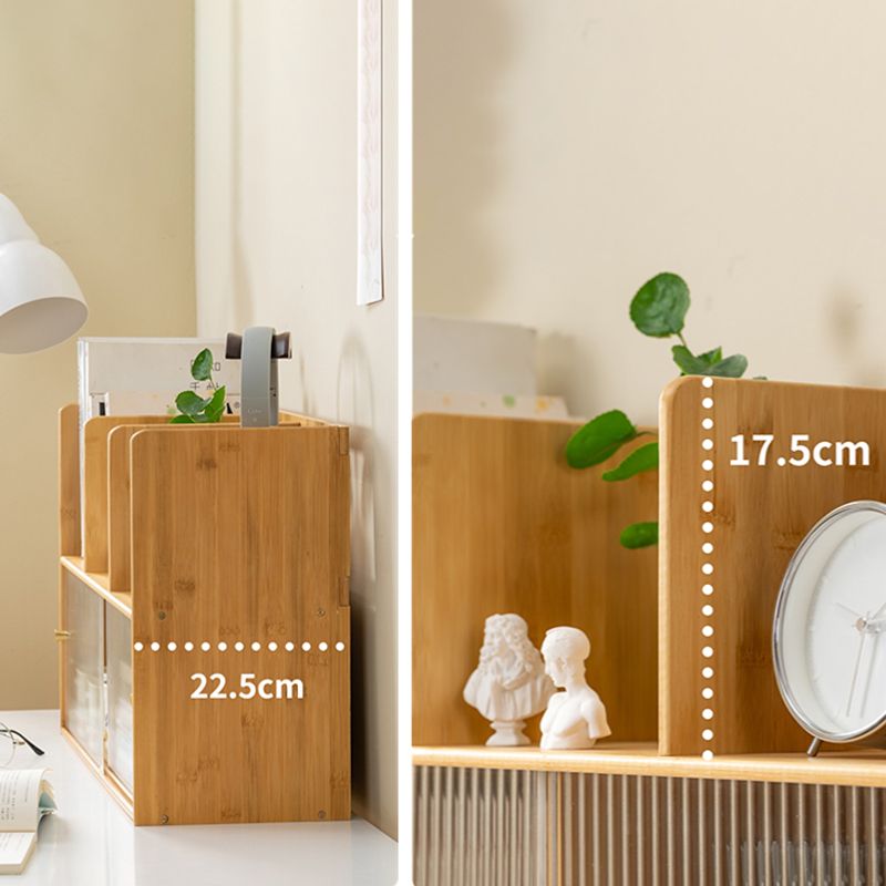 Contemporary Closed Back Bookcase Bamboo Horizontal Bookshelf with Doors