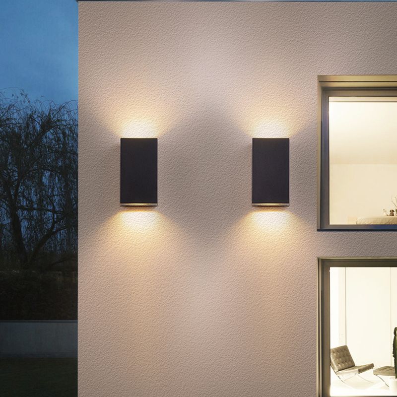 Contemporary Aluminum Wall Light Geometric Wall Washer in Black for Outdoors