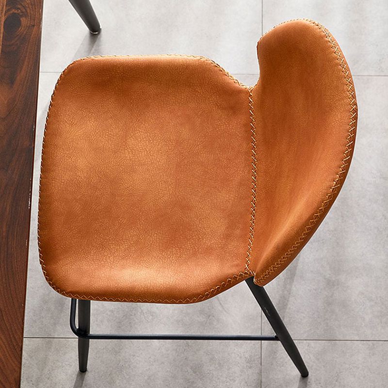 Contemporary Leather Bar Stools Indoor Barstool with Iron Legs and Low Back