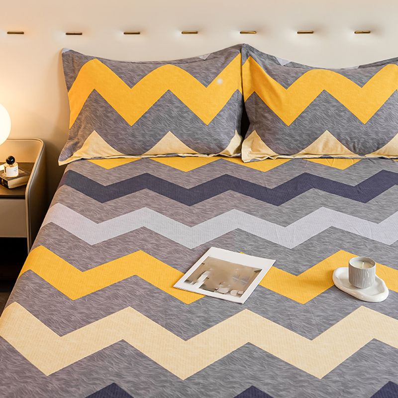 Chic Bed Sheet Stripe Printed Ruffle Detail Fade Resistant Bed Sheet