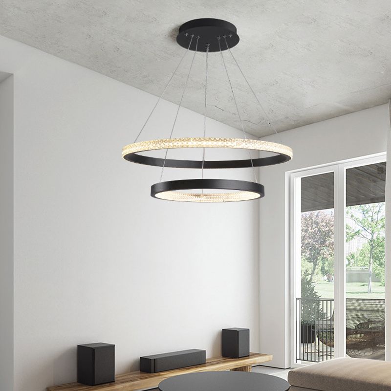 Simple Circle Chandelier Lamp Aluminium Modern Style Hanging Light for Bedroom