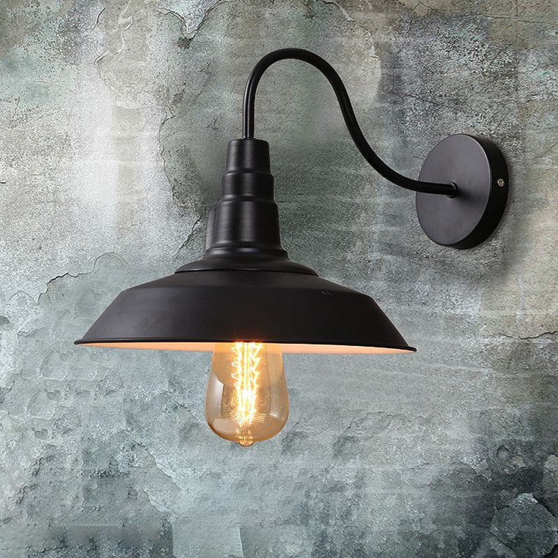 Industrial Wall Sconce Geometric Shape Wall Light with Metal Shade for Doorway