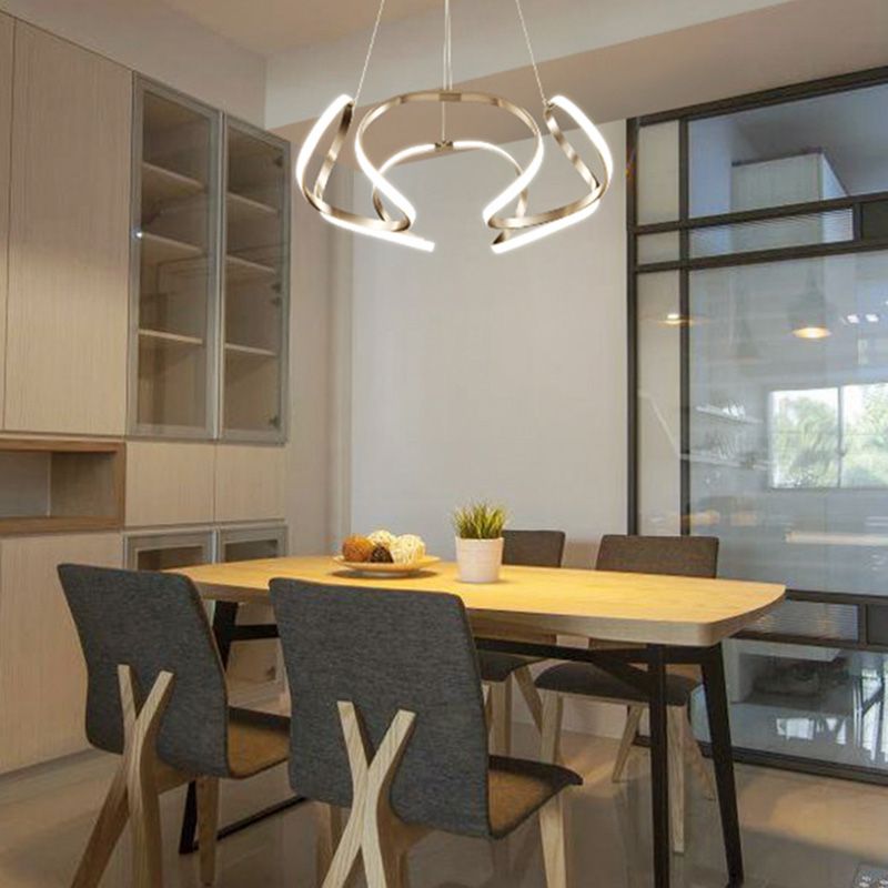 Lámpara de araña retorcida LED moderno de techo acrílico Luz para la sala de estar para la sala de estar dormitorio