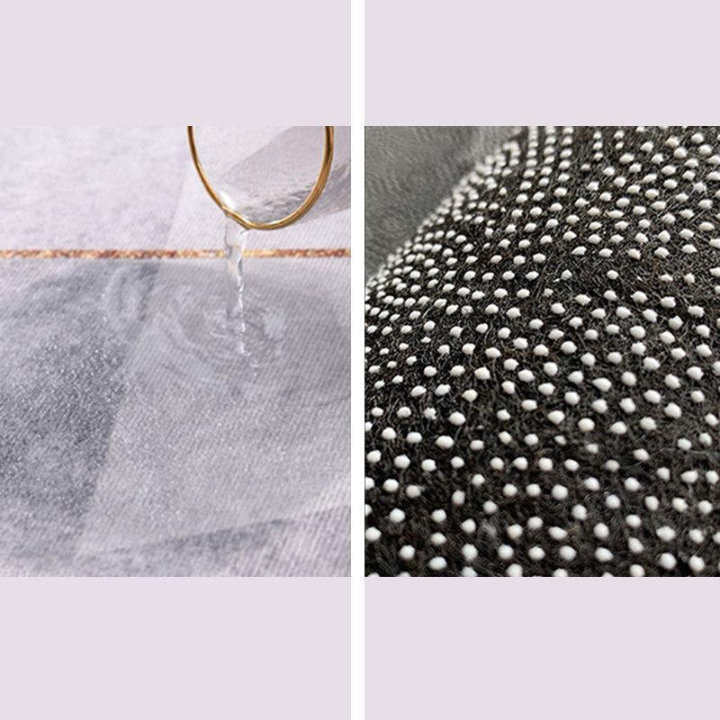 Black Modern Rug Polyester Graphic Rug Non-Slip Backing Area Rug for Living Room