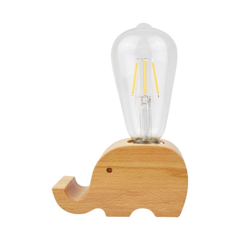 Modern Single Bulb Reading Lamp with Glass Shade Beige Sheep/Elephant/Cow Small Desk Lamp for Bedroom