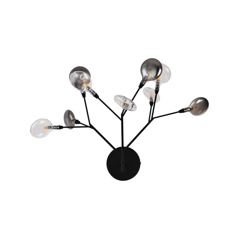 Branch Iron LED Sconce Lighting Contemporary 9-Light Black Finish Wall Lamp Fixture for Living Room