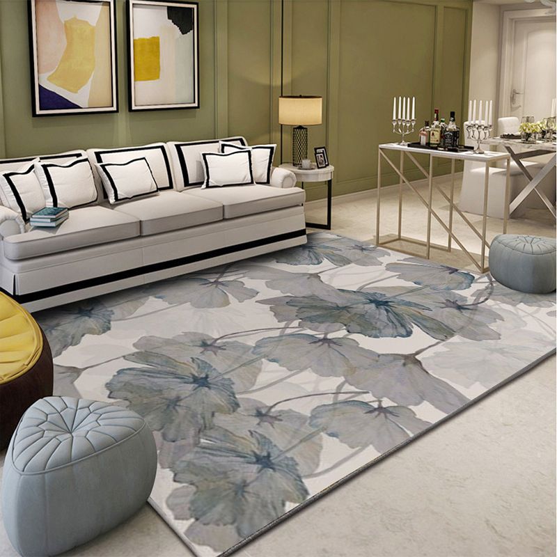 Multi Color Home Rug Contemporary Floral Rug Synthetics Stain Resistant Non-Slip Backing Washable Area Carpet