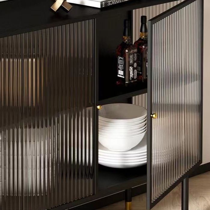 36-inch Height Metal Buffet Server Glass Two Doors Dining Server