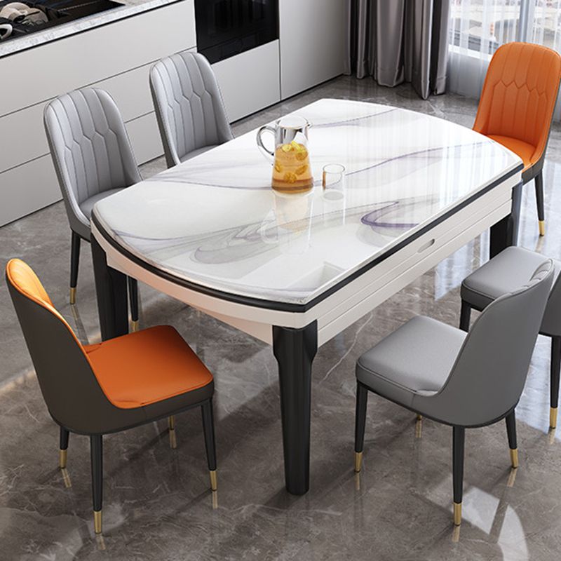 Modern Stone Dining Table Rectangle White-grey 4-foot Furniture