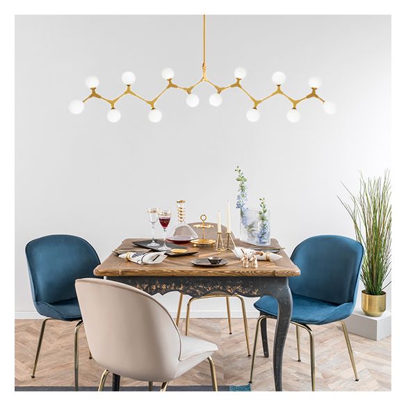 Ast Hanging Lampe moderne nordische Stil Opalglas 5/6/7 Lichter Gold Kronleuchter Licht