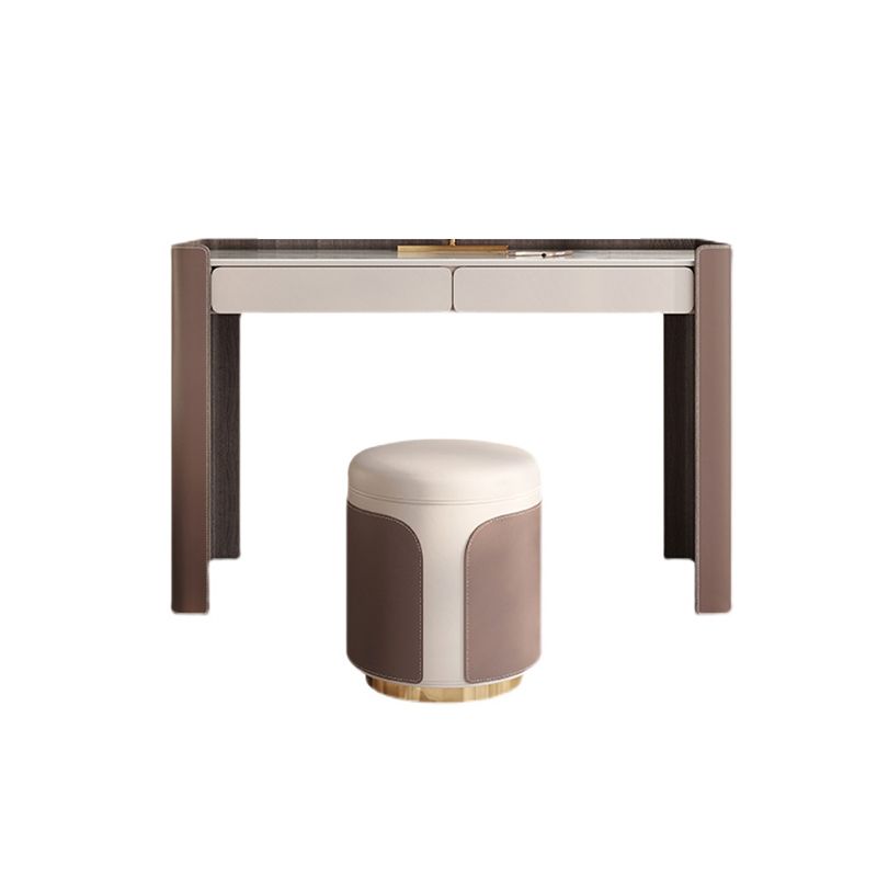 Glam Slate Top Makeup Vanity Set 2-Drawer Vanity Makeup Dressing Table Set