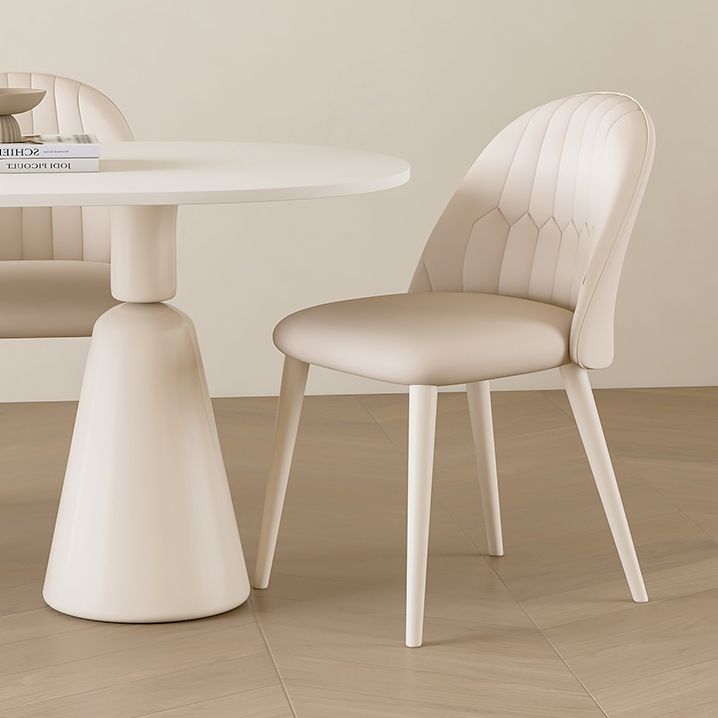 1/5 Piece Oval Shape Stone Top Dining Room Chair Set in White