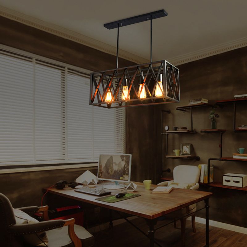 Vintage Industrial Island Lamp Black Iron Iron Cage Isola Pendanti per caffetteria