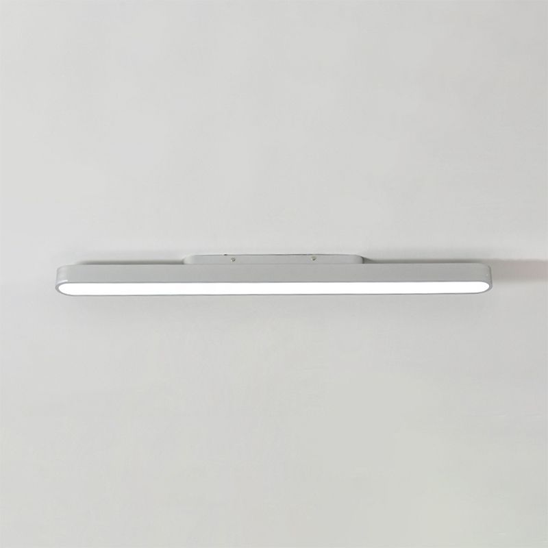 Sleek Oval Metal Flush Lighting Modern Led Black/Silver Flush Mount Fixture for Office, 23.5"/35.5"/47" Wide