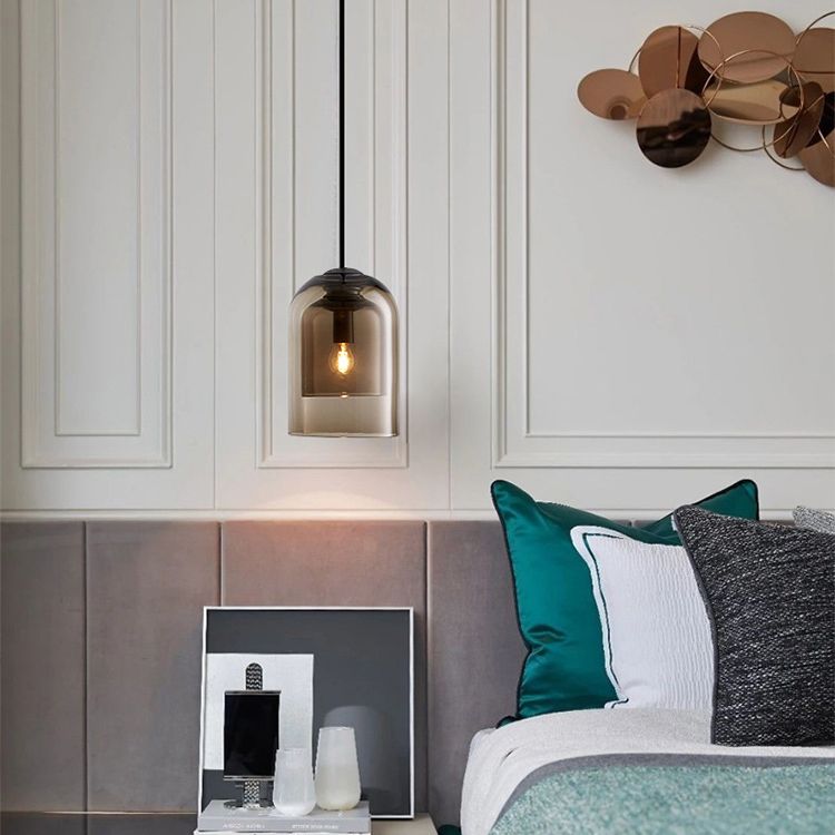 5,9 Zoll breite Glocken Mini-Glas hängend Licht moderner minimalistischer Esszimmer Ein-Bulb-Beleuchtungsstoffe