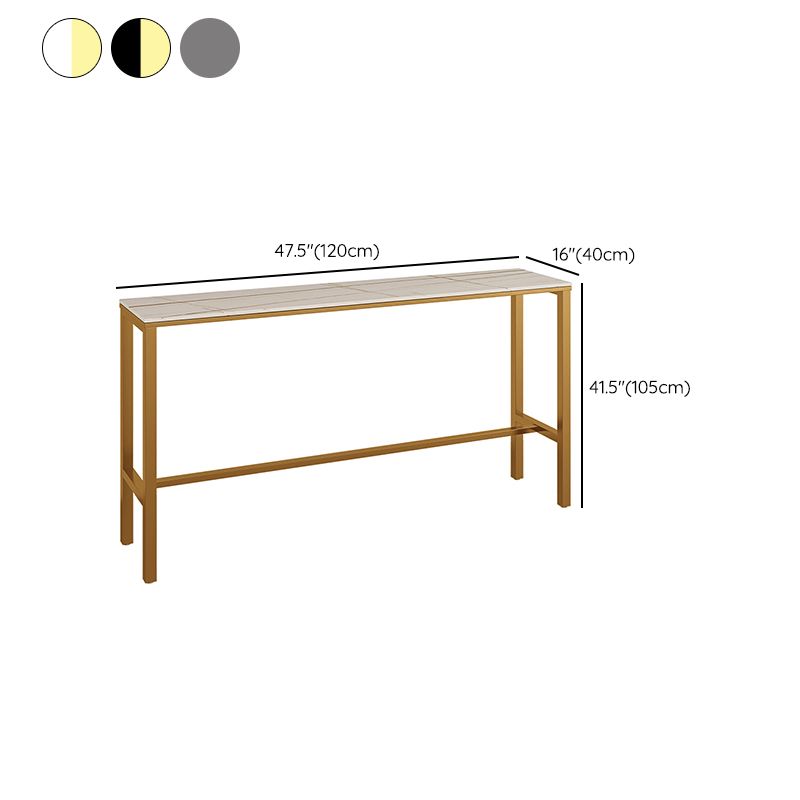 Glam 1/3 Pieces Bar Table Set Rectangle Stone Counter Table with Stools for Cafe