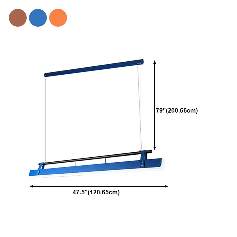 Modern Leather Island Lamp Rectangle 1-Light Restaurant Pendant Light with Acrylic Shade