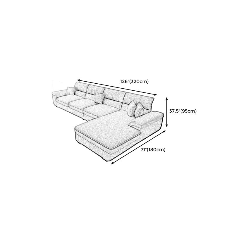 Contemporary L-Shape Sectional with Pillowed Back Cushions for Four People