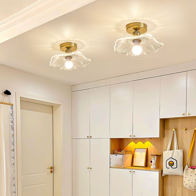 1 - Light Semi Flush Mount in Gold and Clear Glass Shade Ceiling Semi Flush