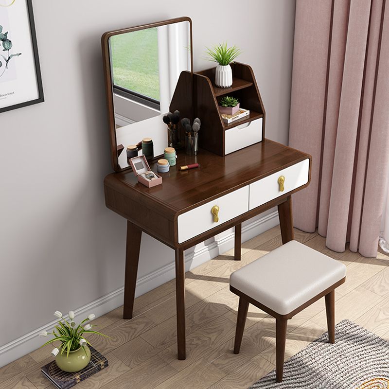 Modern Solid Wood Vanity Makeup Table   Vanity Stool with Mirror