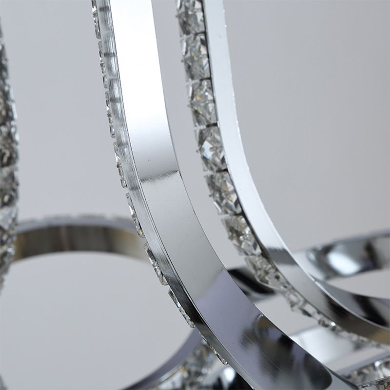 Luz de suspensión de cromo retorcido modernismo modernismo y lámpara de araña colgante de LED de cristal en luz cálida/blanca