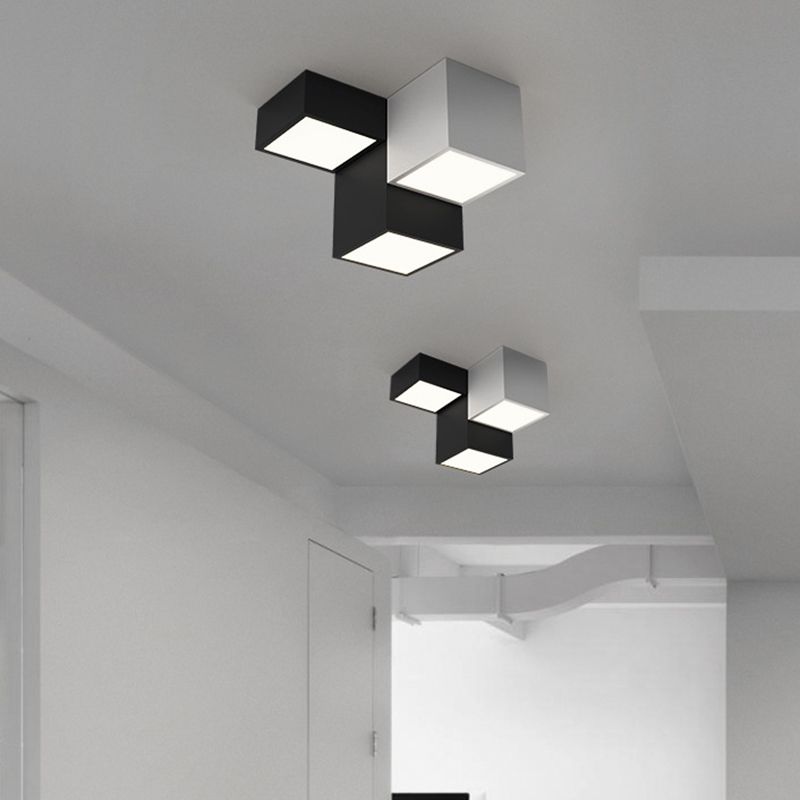 Geometric Rectangular Combination LED Flush Mount Light Modern Minimalist Multi-Lights Ceiling Lamp for Bedroom Living Room