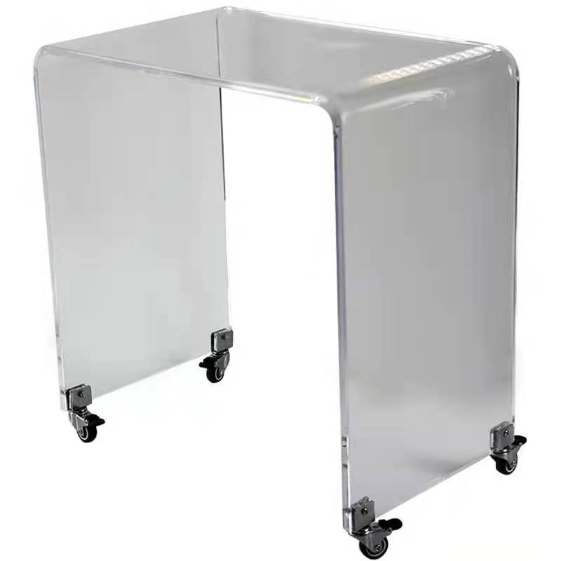 Sled 1 Single Coffee Table Clear Acrylic Cocktail Table with Casters