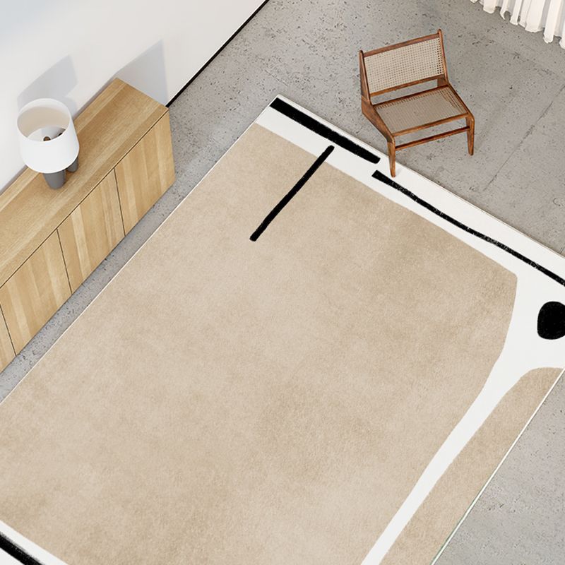 Brown Tone Home Decor Carpet Simplicity Abstract Color Block Area Rug Polyester with Easy Care Rug