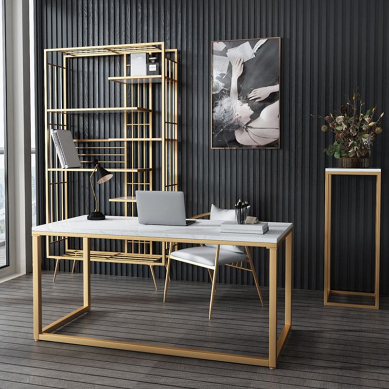 Modern Bookcase Metal Open Back Bookshelf with Shelves for Living Room