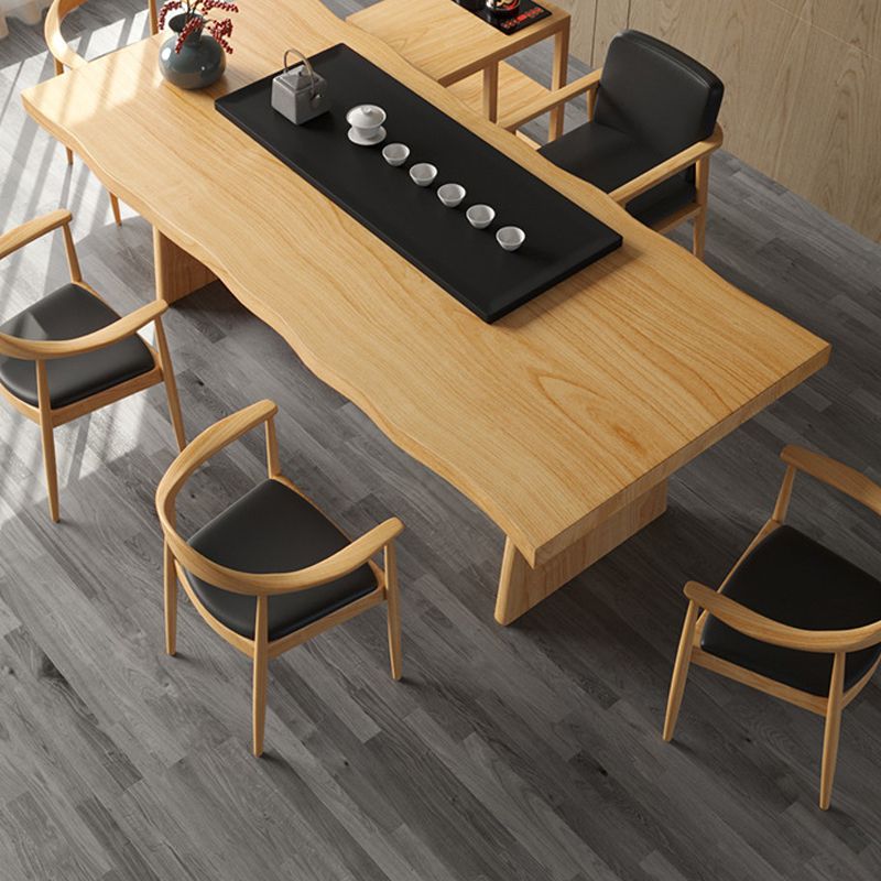 Glam Style Dining Wooden Table Rectangle Table with Wooden Legs for Home Use