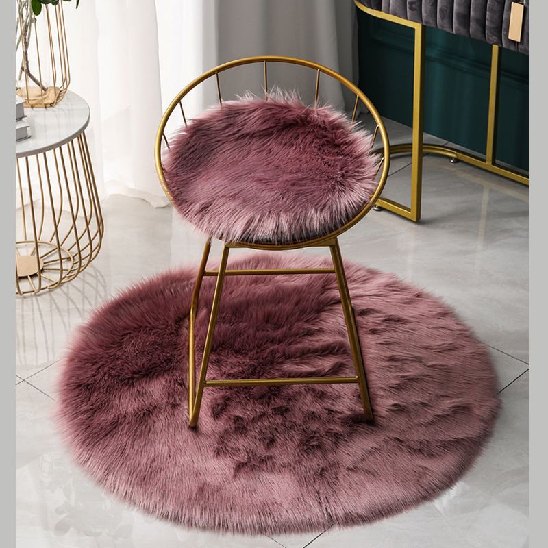 Round Casual Solid Shag Carpet Polyester Indoor Rug Non-Slip Backing Area Carpet for Home Decoration