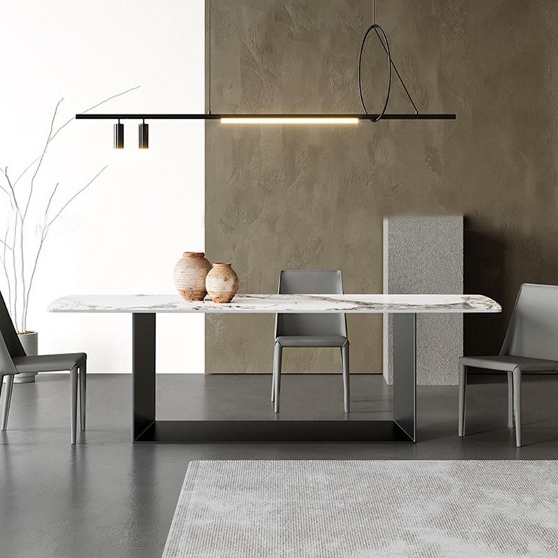 Traditional Luxury Dining Table Black and White Marble Rectangle Dining Table for Home