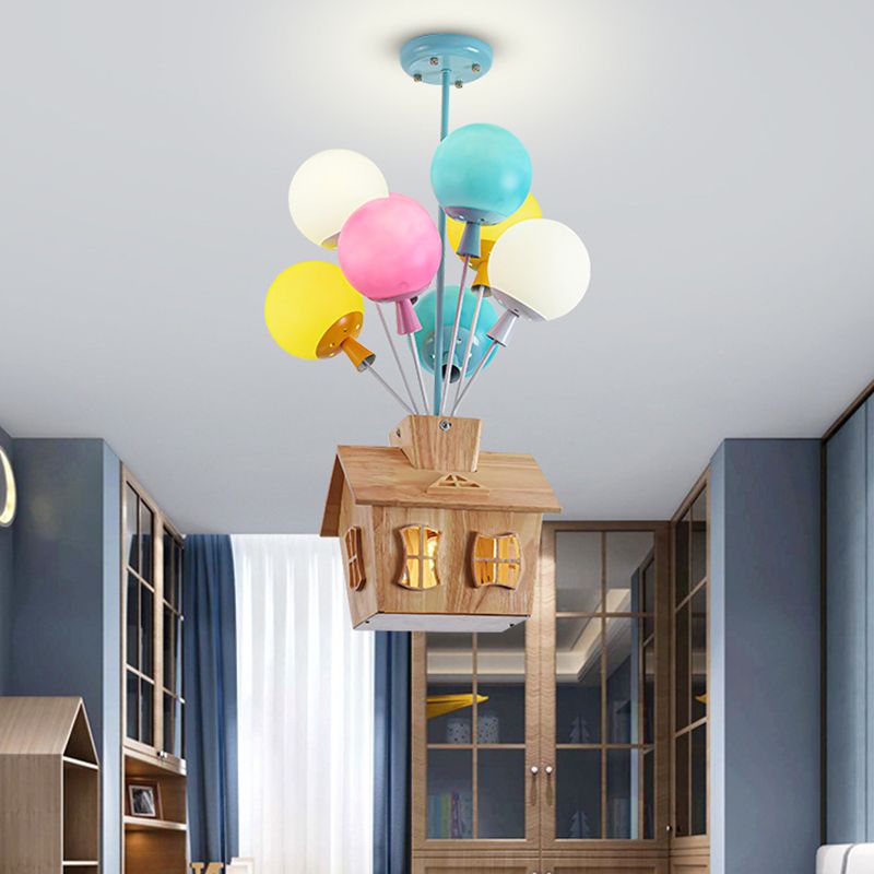 Contemporary Ceiling Lamp Colorful Glass Shade Flush Mount Light Fixture
