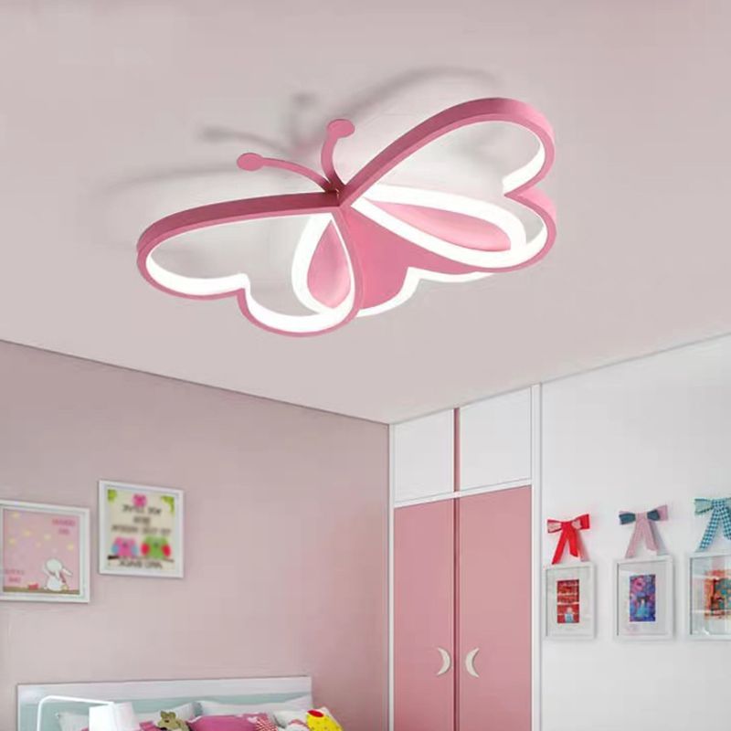 Butterfly Flush Mount Ceiling Light Fixtures Kids Metal Ceiling Mount Chandelier for Bedroom