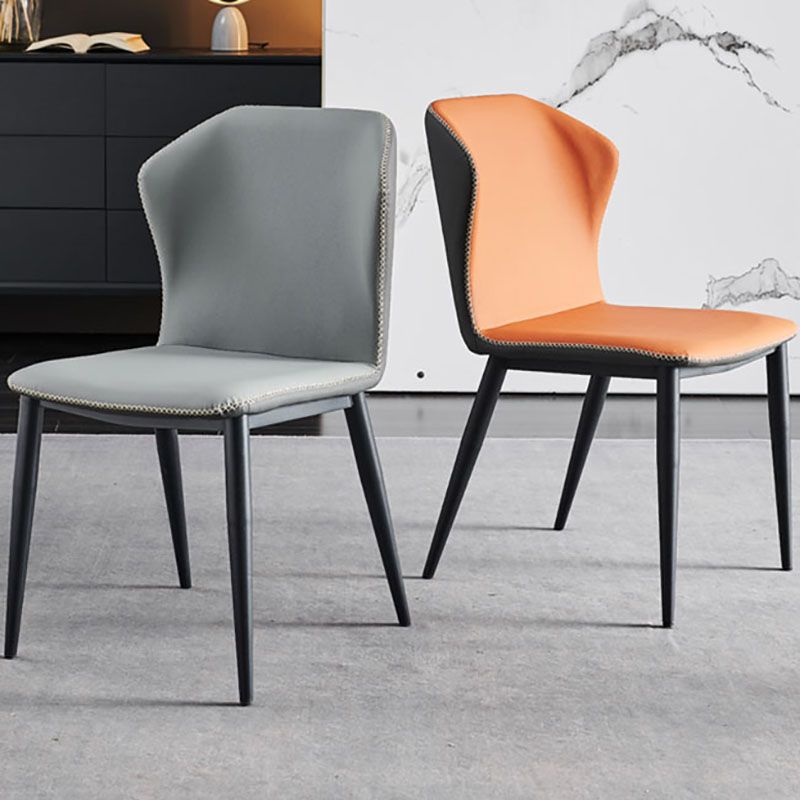 Minimalist Style Wingback Parsons Chair Leather Dining Chairs for Kitchen
