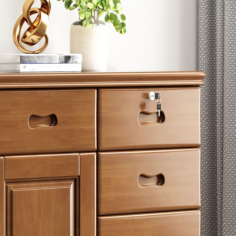 Contemporary Rectangle Accent Cabinet with Drawers Wood Storage Cabinet