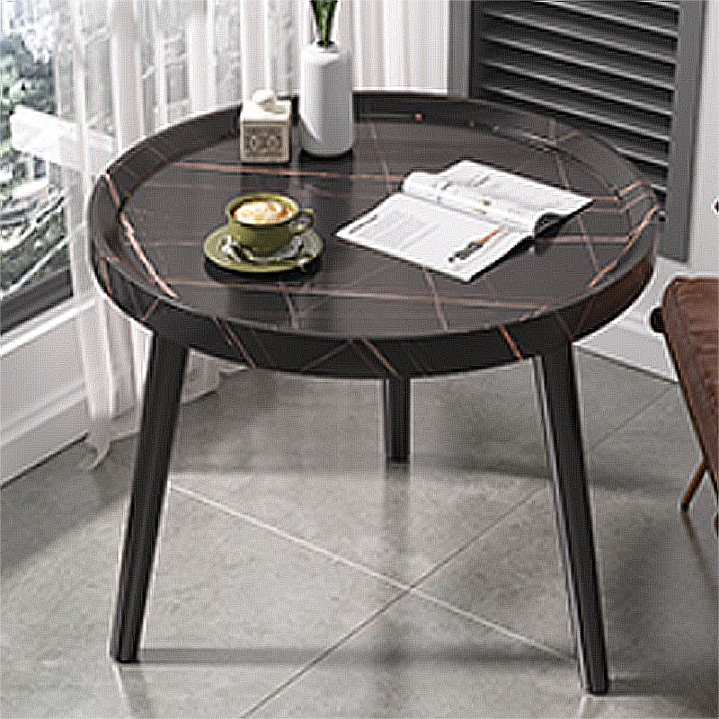 Modern Round/Oval Wood End Table Tray Top Sofa Side Table in Black/White/Brown