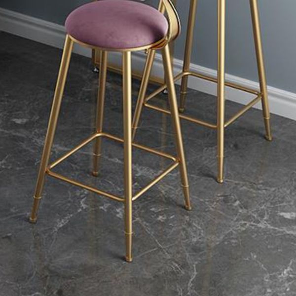 Scandinavian Metal Counter Chair Round Velvet Counter Stool for Living Room