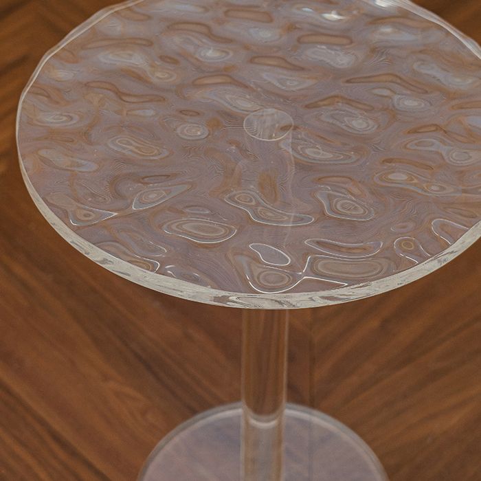 Pedestal 20" Tall End Table Round Clear Acrylic Sofa Side Accent Table
