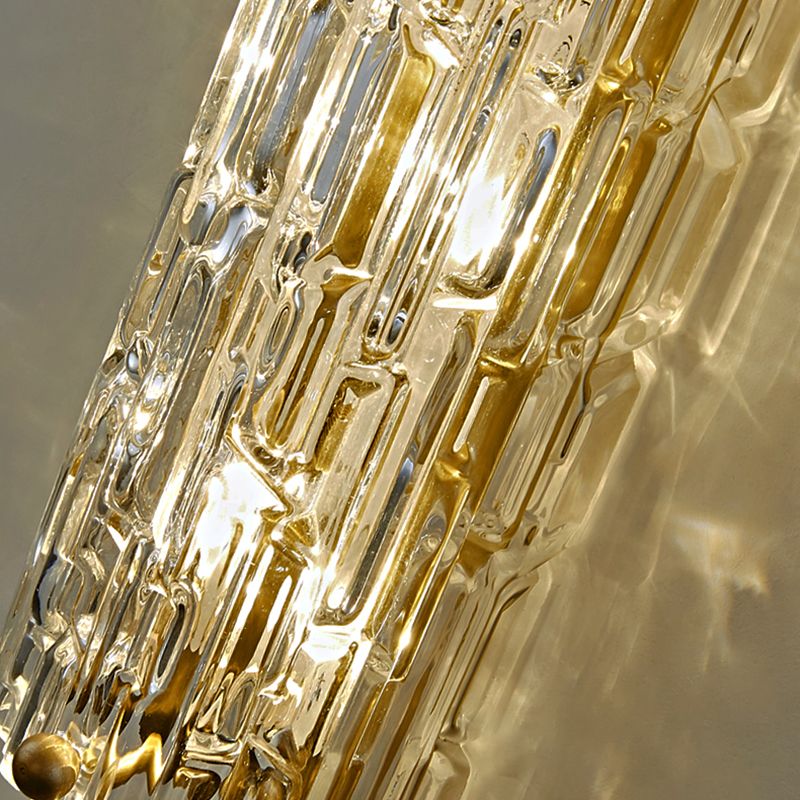Brass Cylinder Wall Light Modern Gold Wall Sconce with Glass for Living Room