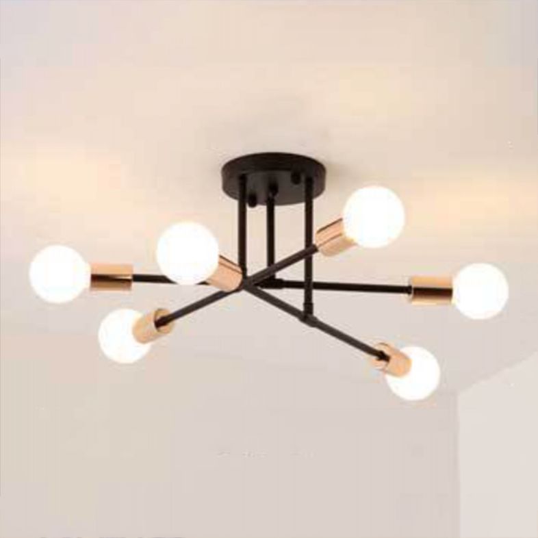 Metal Sputnik Shade Flush Ceiling Light Modern Style 6 Lights Flush Mount Fixture