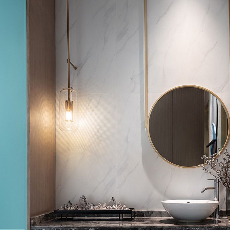 Simplicity-Style Cylindrical Wall Light Sconce Glass Bedroom Wall Lighting Fixture